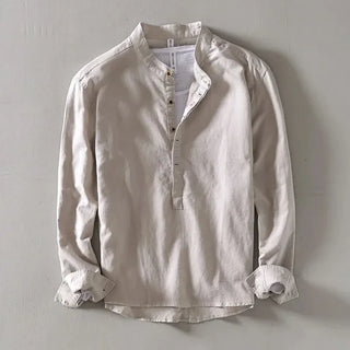 Callum | Mandarin-Collar Linen Shirt