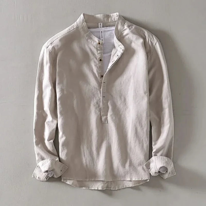 Callum | Mandarin-Collar Linen Shirt
