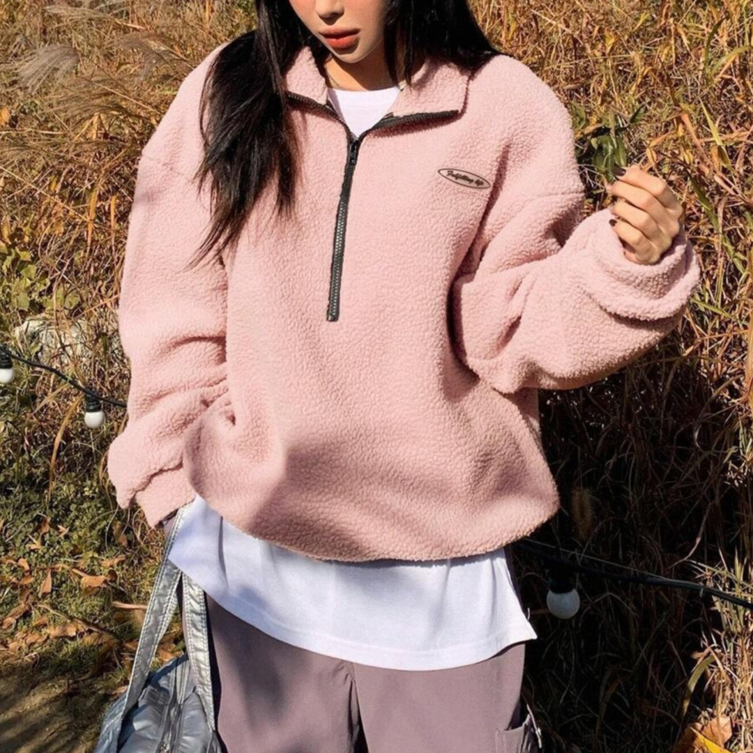 AVALANNA™ - Comfy Fuzzy Half-Zip Long-Sleeve Sweatshirt