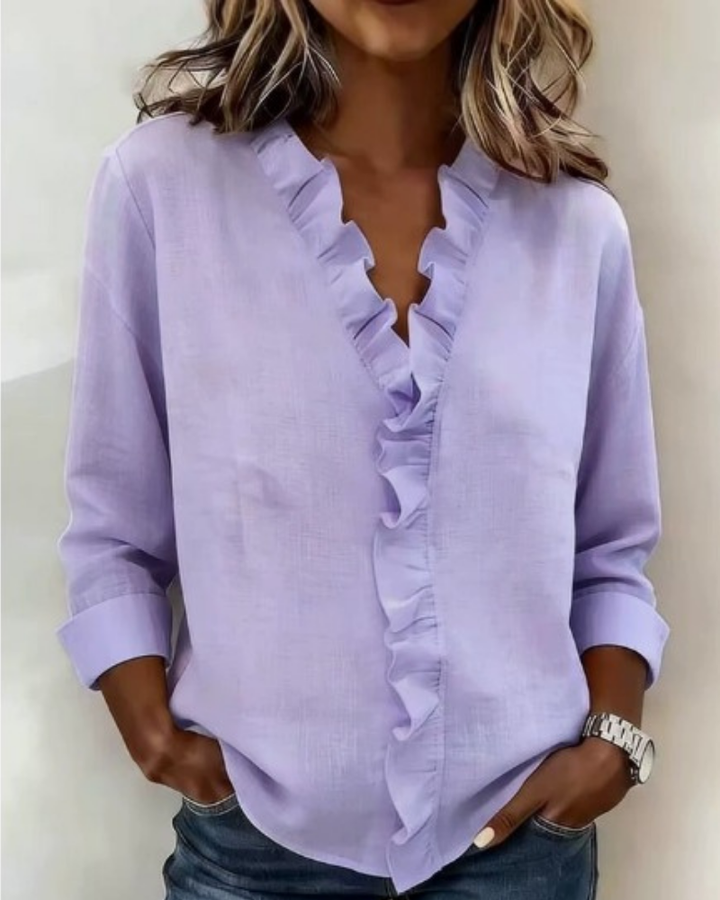 Delilah - Ruffled V-Neck Blouse
