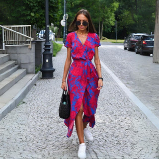 Talia™ | Stylish V-Neck Floral Dress