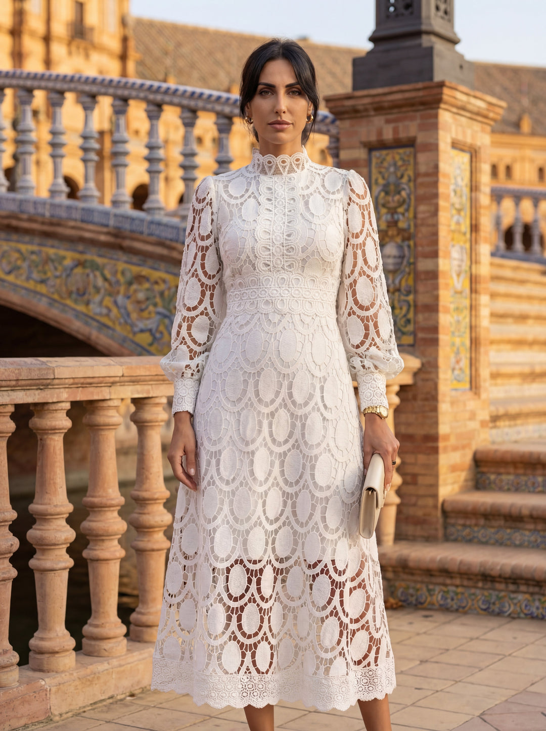 CLAIRE | Elegant Lace Maxi Dress with Long-Sleeves