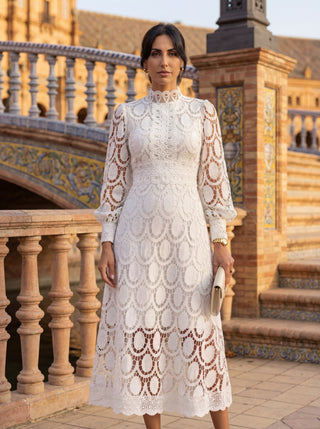 CLAIRE | Elegant Lace Maxi Dress with Long-Sleeves
