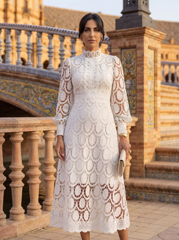 CLAIRE | Elegant Lace Maxi Dress with Long-Sleeves