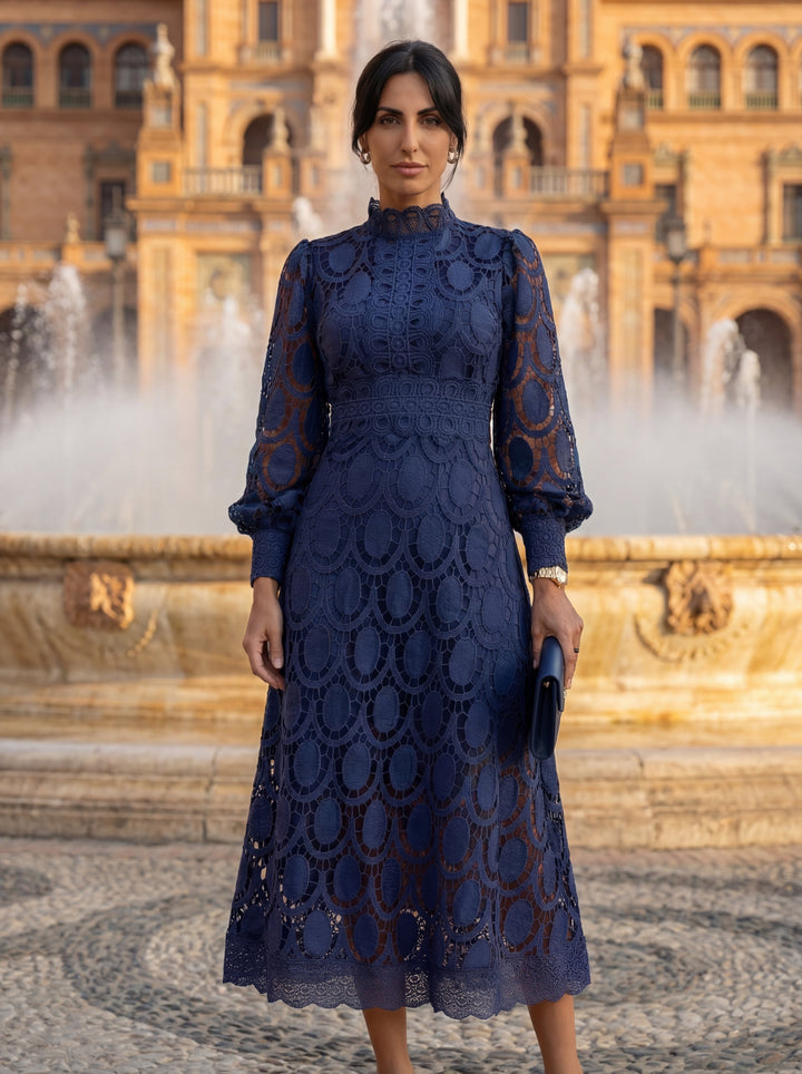 CLAIRE | Elegant Lace Maxi Dress with Long-Sleeves
