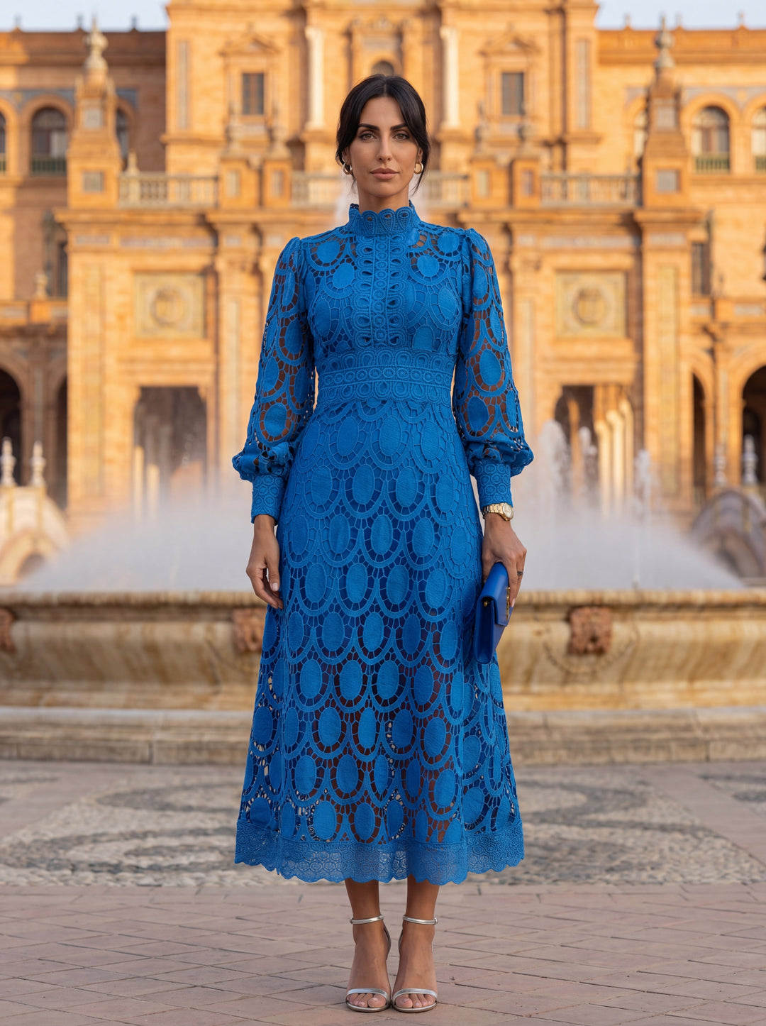 CLAIRE | Elegant Lace Maxi Dress with Long-Sleeves