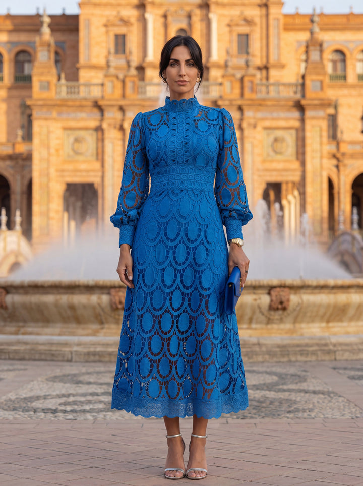 CLAIRE | Elegant Lace Maxi Dress with Long-Sleeves