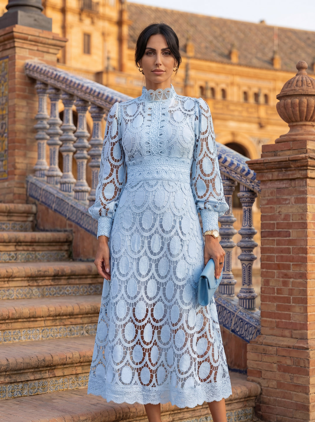 CLAIRE | Elegant Lace Maxi Dress with Long-Sleeves