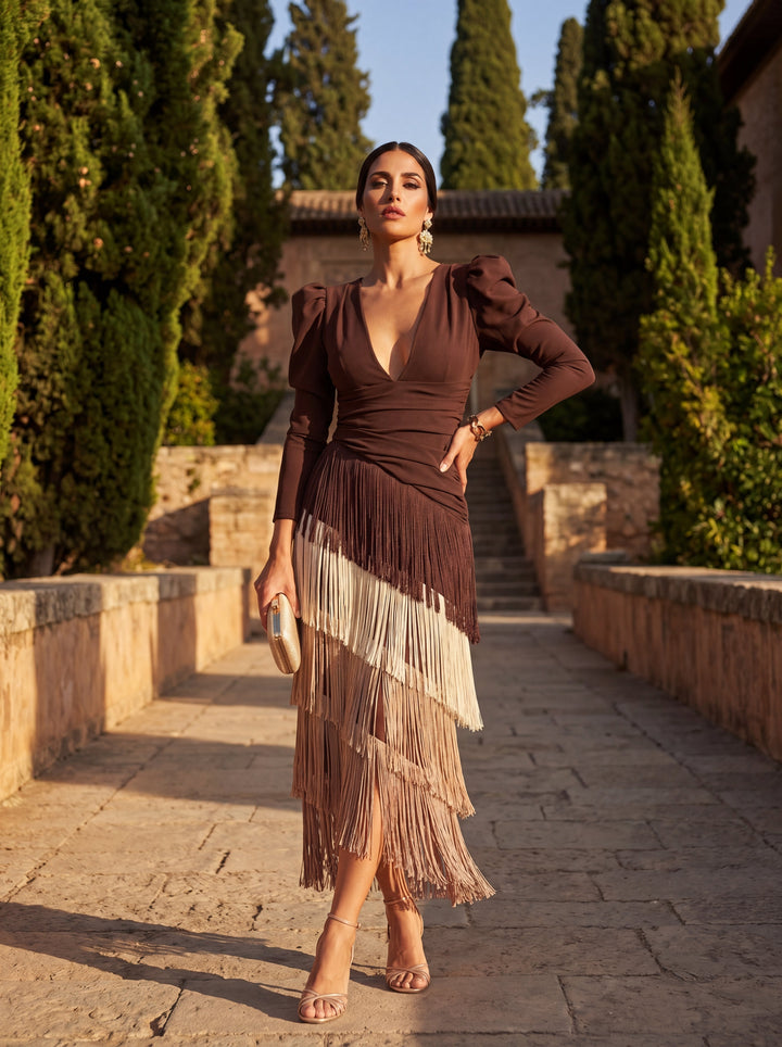 GENEVIEVE | Fringe Midi Dress