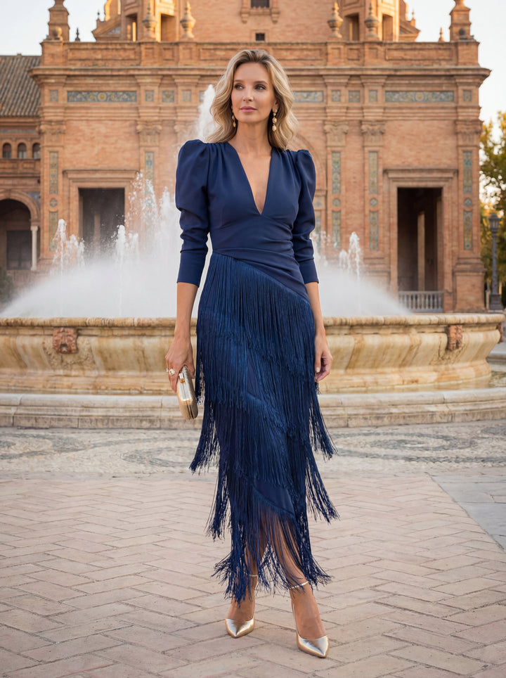 GENEVIEVE | Fringe Midi Dress