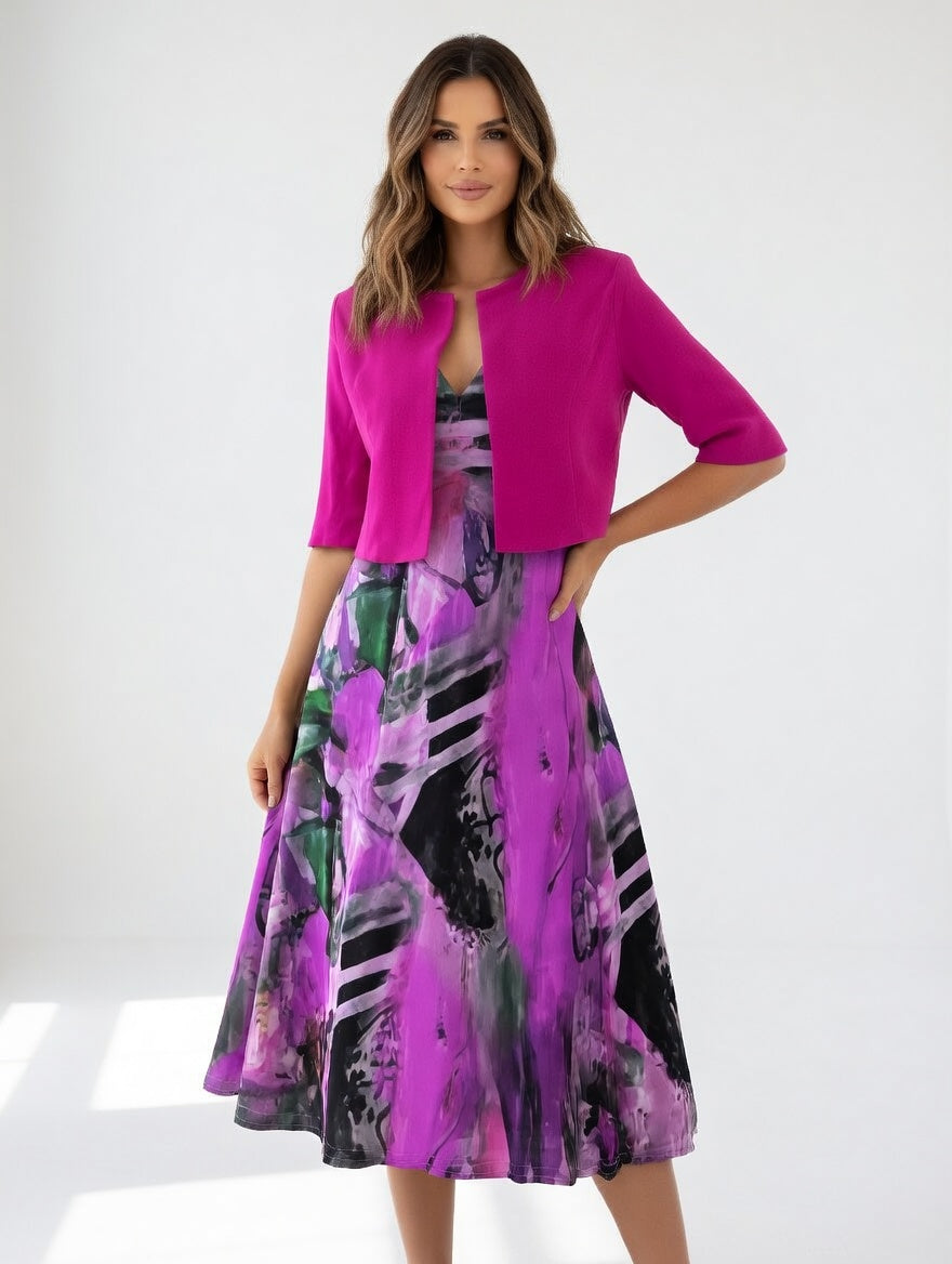 MAÉLIANE | Elegant Flowing Printed Midi Dress