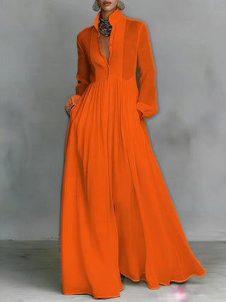 SERENA™ | Flowing Button-Front Maxi Dress