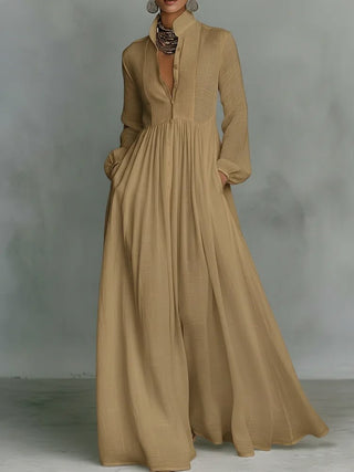 SERENA™ | Flowing Button-Front Maxi Dress