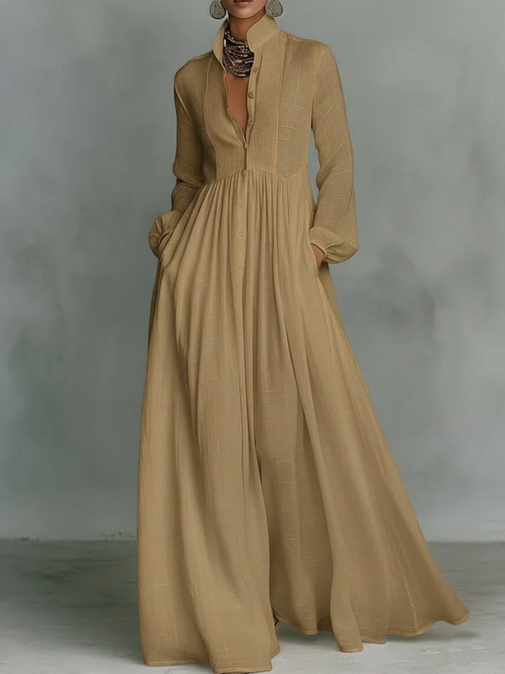 SERENA™ | Flowing Button-Front Maxi Dress