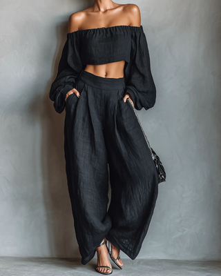Tess™ - Off-Shoulder Set with Wide Trousers