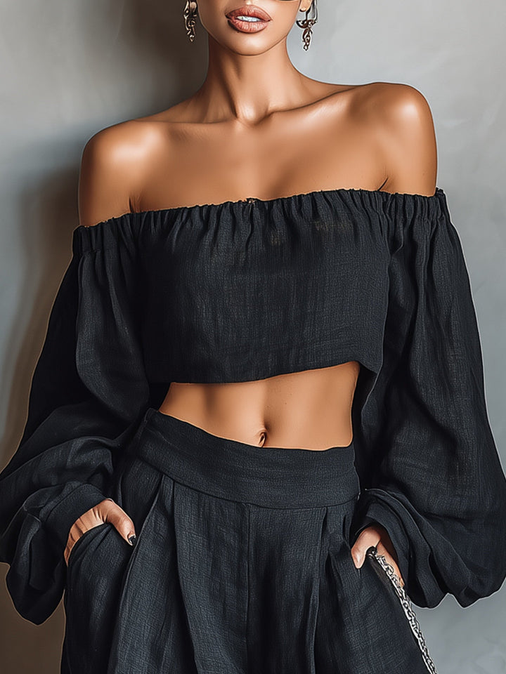 Tess™ - Off-Shoulder Set with Wide Trousers