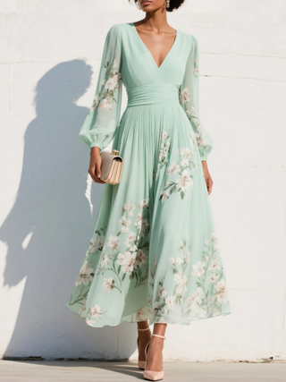 Odelia | Floral Midi Dress with Flowing Silhouette