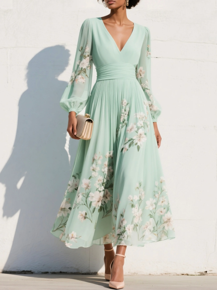 Odelia | Floral Midi Dress with Flowing Silhouette
