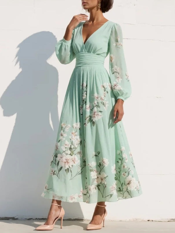 Odelia | Floral Midi Dress with Flowing Silhouette