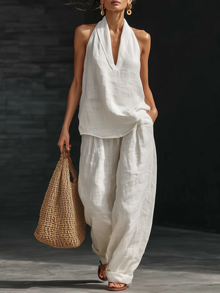 Zoë™ - Sleeveless Set with Wide-Leg Trousers