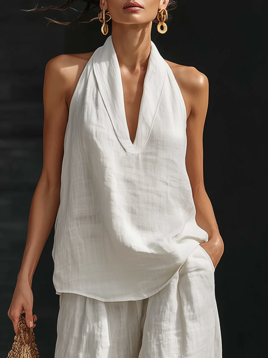 Zoë™ - Sleeveless Set with Wide-Leg Trousers