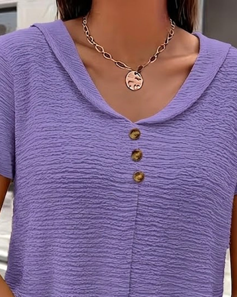 Marina | Peter Pan Collar T-Shirt with Buttons