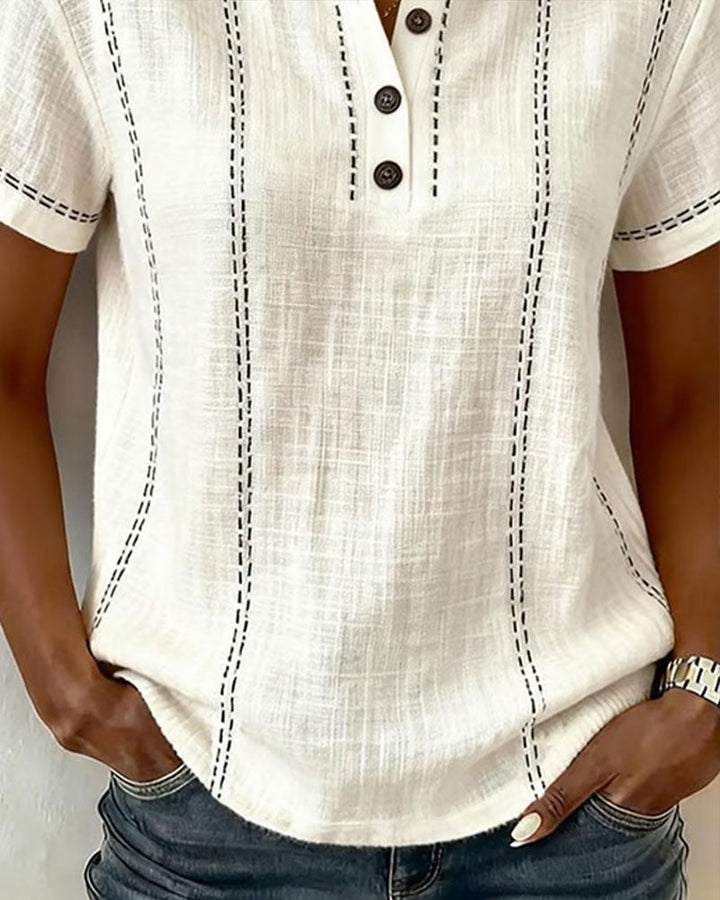 Marisela | Casual T-Shirt with V-Neck Button
