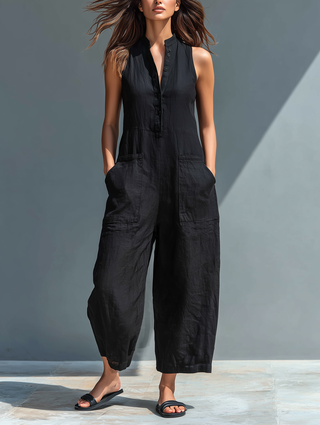 Niamh Sleeveless Linen Jumpsuit