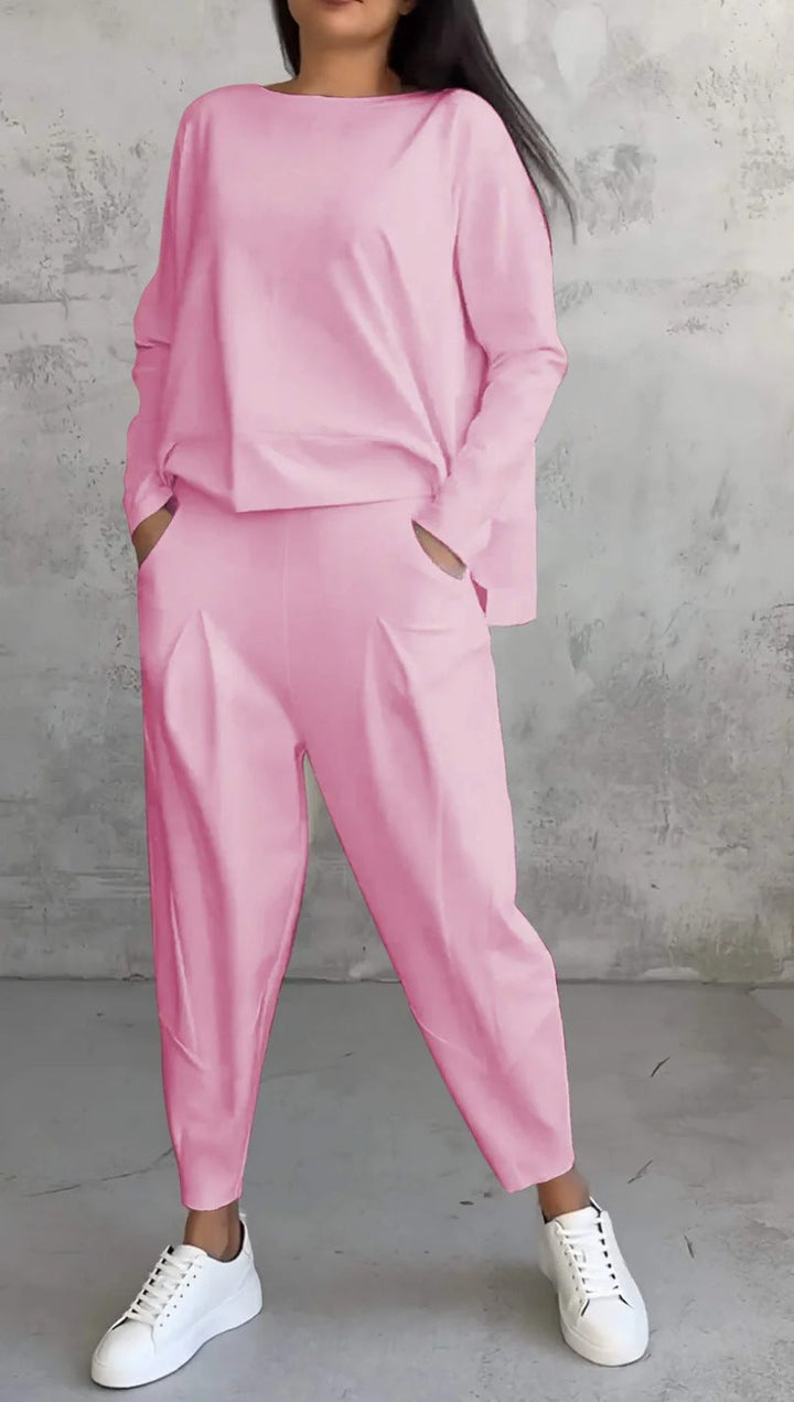 AMELIA | Casual Two-Piece Set with Round Neck and Long-Sleeves