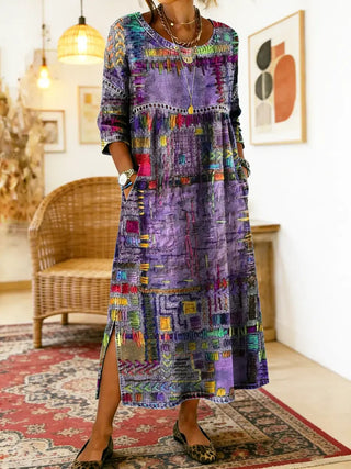 AYLINA | Women's Ethnic Patchwork Print Dress