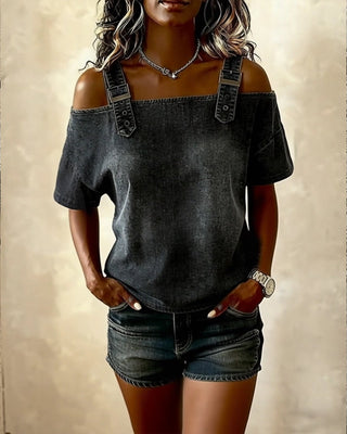 LIVIA | Off-Shoulder Denim Shirt