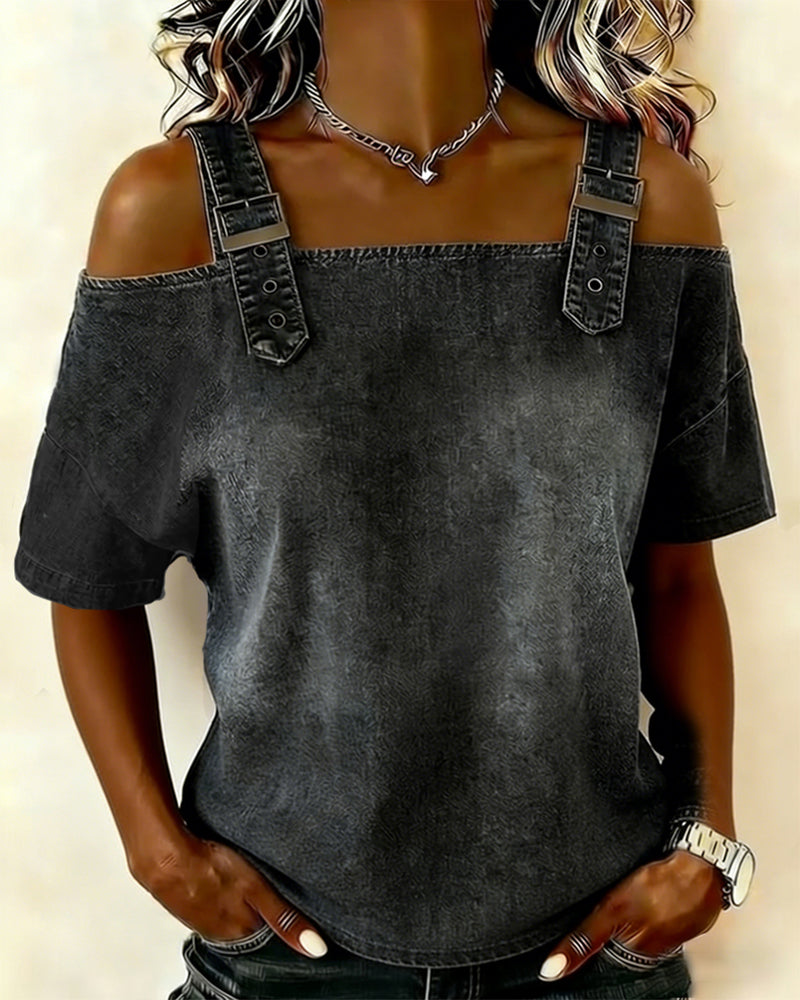 LIVIA | Off-Shoulder Denim Shirt