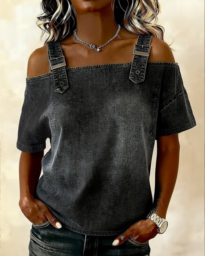 LIVIA | Off-Shoulder Denim Shirt