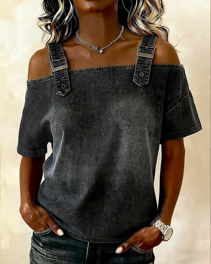 LIVIA | Off-Shoulder Denim Shirt