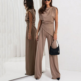 Sienna | Draped Top and Wide-Leg Trousers Two-Piece Set
