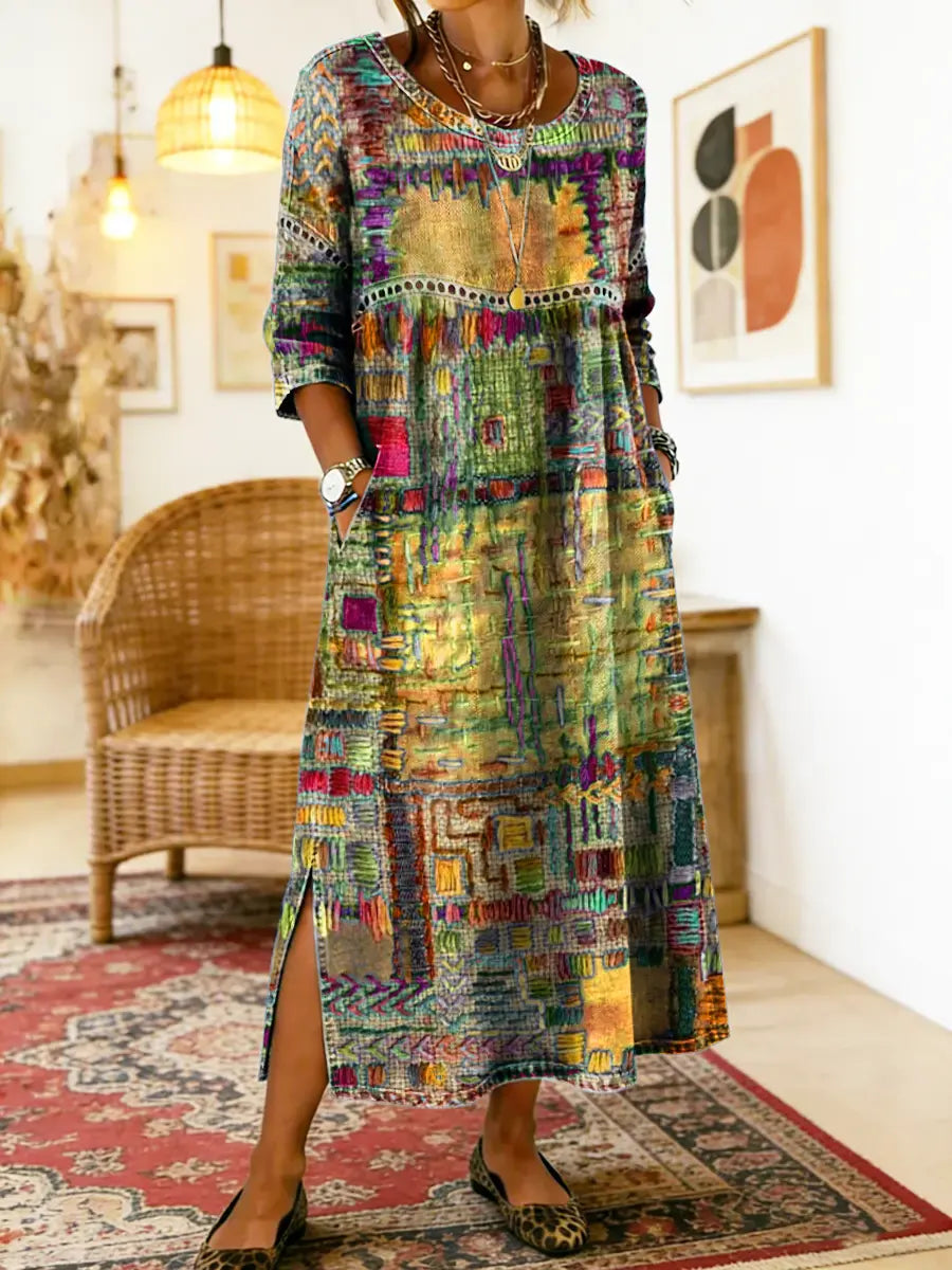 AYLINA | Women's Ethnic Patchwork Print Dress
