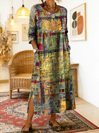 AYLINA | Women's Ethnic Patchwork Print Dress