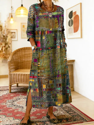 AYLINA | Women's Ethnic Patchwork Print Dress