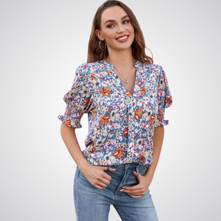 MONICA™ - Chic V-Neck Blouse
