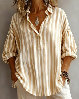 Maura | Striped Loose Blouse with Collar