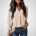 Leila - Classic V-Neck Tunic Blouse