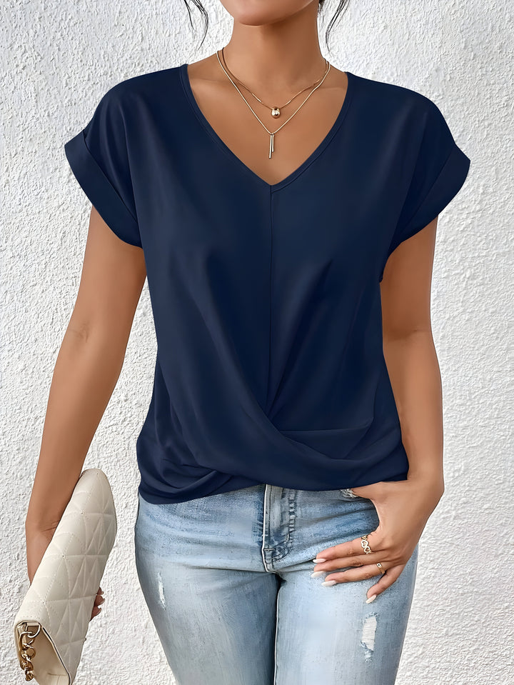 MEIKA™ - Classic Twist Detail V-Neck Top