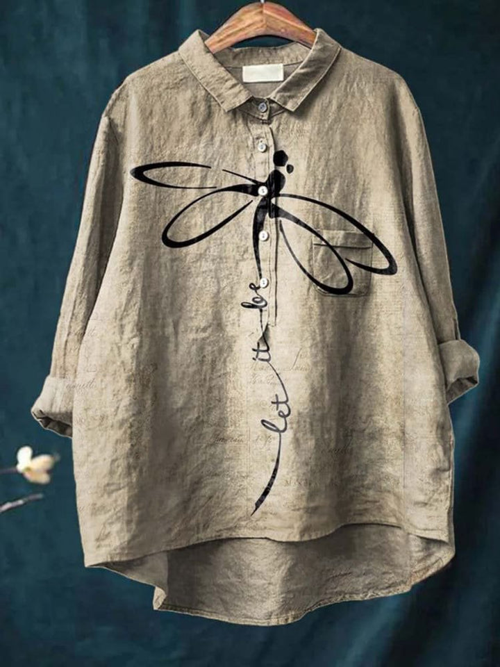 Anaïs | Women's Graceful Dragonfly Print Casual Shirt