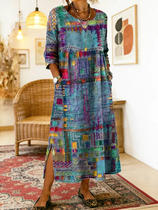AYLINA | Women's Ethnic Patchwork Print Dress