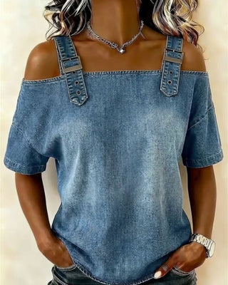 LIVIA | Off-Shoulder Denim Shirt