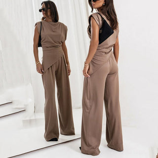 Sienna | Draped Top and Wide-Leg Trousers Two-Piece Set