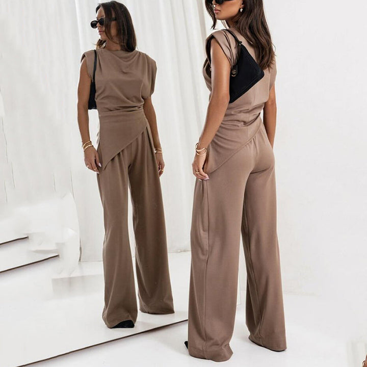 Sienna | Draped Top and Wide-Leg Trousers Two-Piece Set