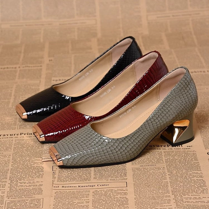 MAELYS | Snake-Effect Shoes with Chunky Heel