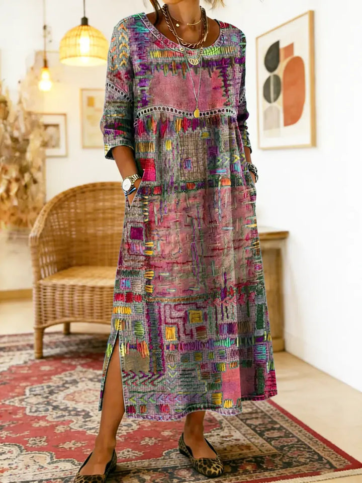 AYLINA | Women's Ethnic Patchwork Print Dress