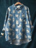 Marlowe | Women's Minimal Cat Print Casual Shirt